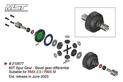 RC MST RMX 2.5 60T Spur Gear - Bevel Gear Differential Set - 210677