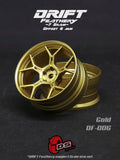 DS Racing RC Drift Wheel Rims Set - 1:10 Scale, Lightweight - Gold - 2pcs DF-006