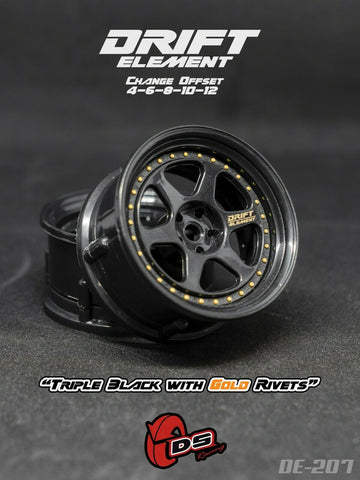 DS Racing Drift Elements 1:10 RC Wheel Rim Set, 2pcs with Adjustable Offset DE-207