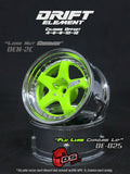 1/10 RC Car DS Racing Drift Elements 5 Spoke Wheel Set - DE-025 Lime Green